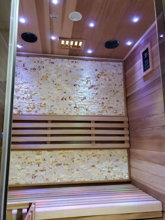 Canadian Red Cedar Wood Indoor Traditional Wet / Dry Swedish Steam Sauna SPA Harvia 6KW Heater Upgrade for 1 - 2 Persons