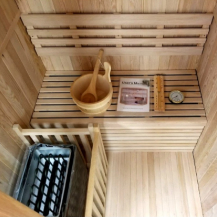 Canadian Hemlock Indoor Spa HOT Traditional Wet / Dry Steam Sauna 6 KW heater for 1 or 2 Person- Interior