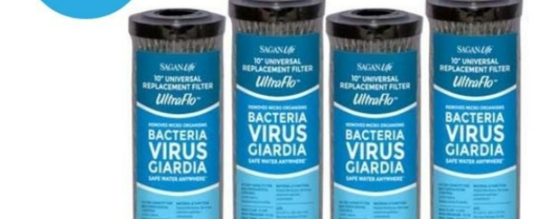 Sagan UltraFlo 10" Universal  Water Filter Replacements removes Virus, Bacteria, and Giardia.
