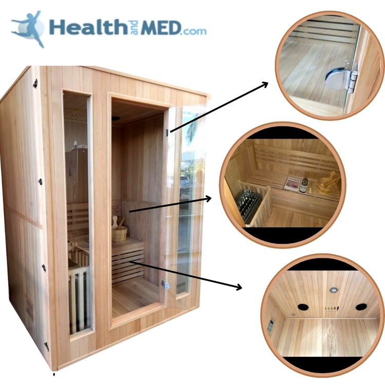 Canadian Hemlock Indoor Swedish Wet/Dry Sauna Spa for 2 to 3 persons
