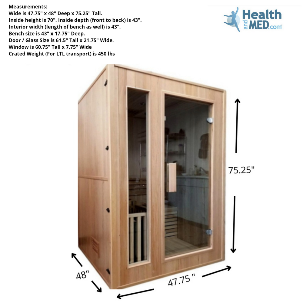 Canadian Hemlock Indoor Spa HOT Traditional Wet / Dry Steam Sauna 6 KW heater for 1 or 2 Person.