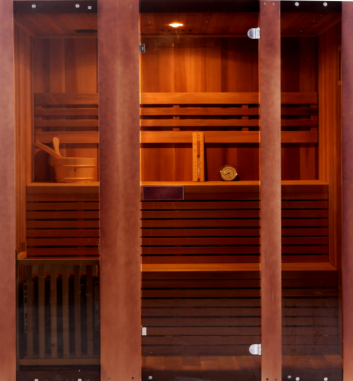 4-6 Person Canadian Red Cedar Wet Dry Traditional Swedish Steam Sauna SPA 9KW Upgrade!  inside front view