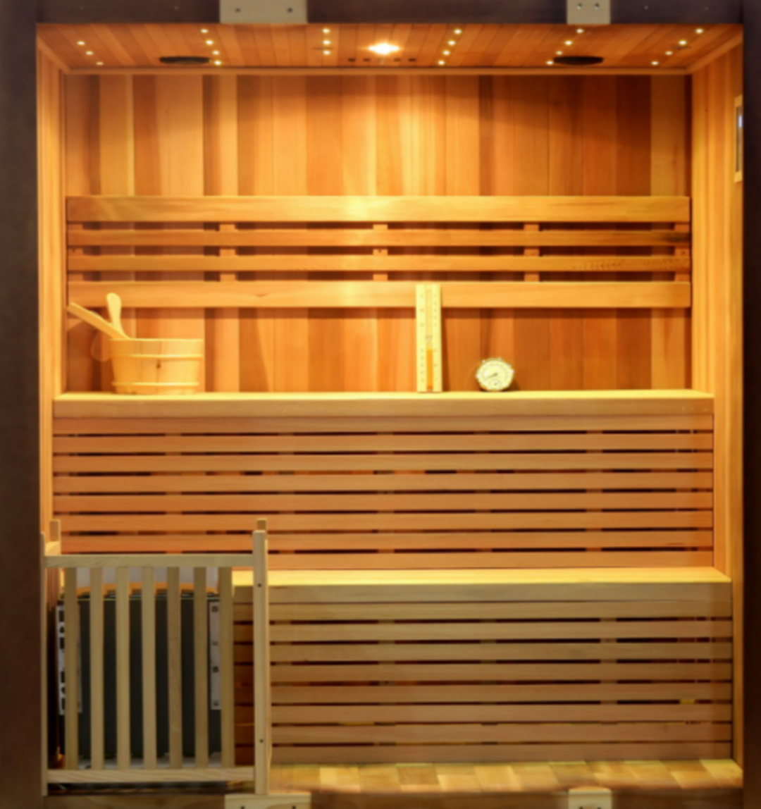 Canadian Red Cedar Indoor Wet/Dry Traditional Swedish Steam Sauna Spa 4 to 6 Persons - 9 KW