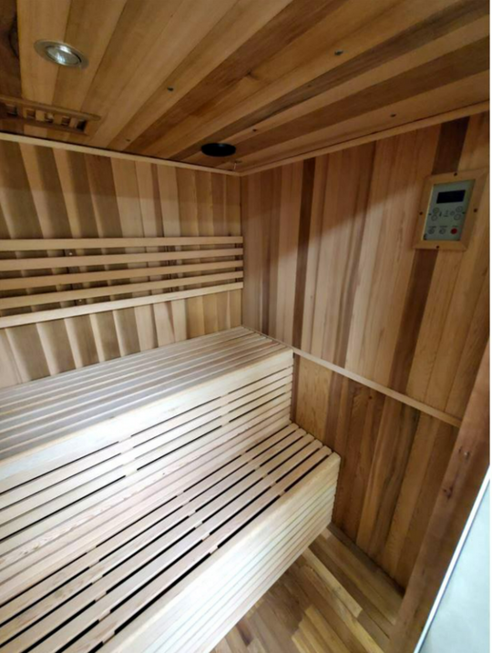 4-6 Person Canadian Red Cedar Wet Dry Traditional Swedish Steam Sauna SPA 9KW Upgrade! inside view with 2 level benches