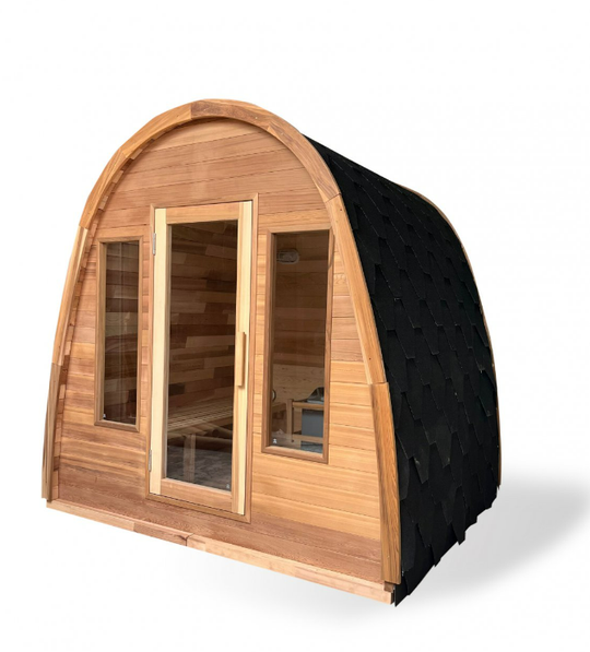 Canadian Cedar Wood Dome Top Shingled Roof Outdoor Swedish Steam Sauna Spa - 9KW