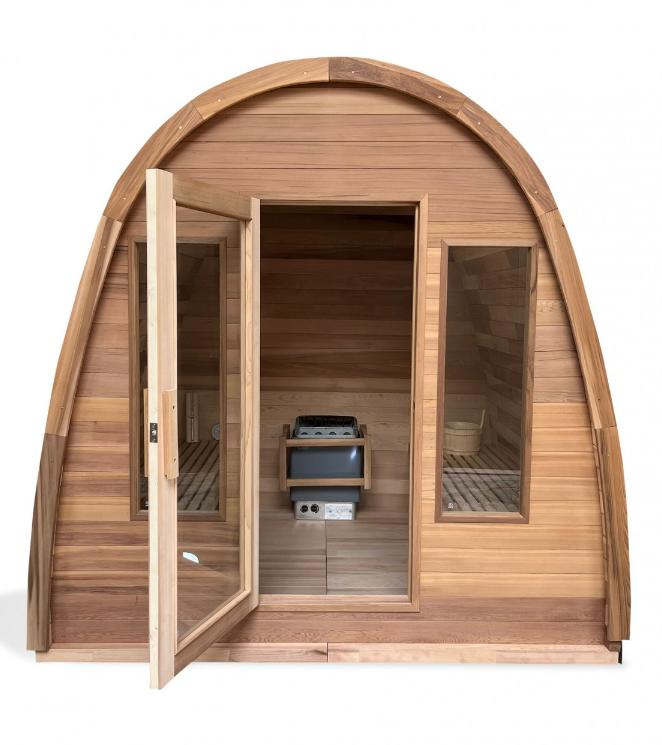 Canadian Cedar Wood Dome Top Shingled Roof Outdoor Swedish Steam Sauna Spa - 9KW