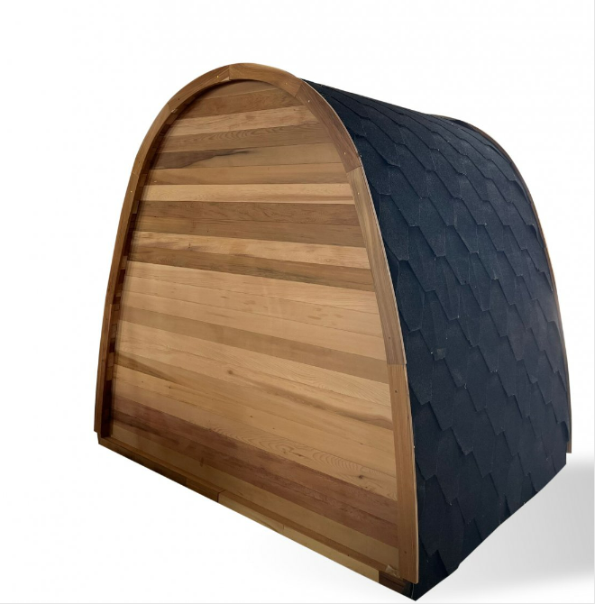 Canadian Cedar Wood Dome Top Shingled Roof Outdoor Swedish Steam Sauna Spa - 9KW