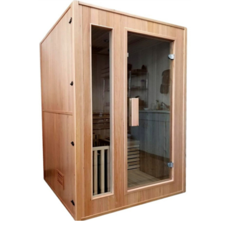 Canadian Hemlock Indoor Spa HOT Traditional Wet / Dry Steam Sauna 6 KW heater for 1 or 2 Person- Side View