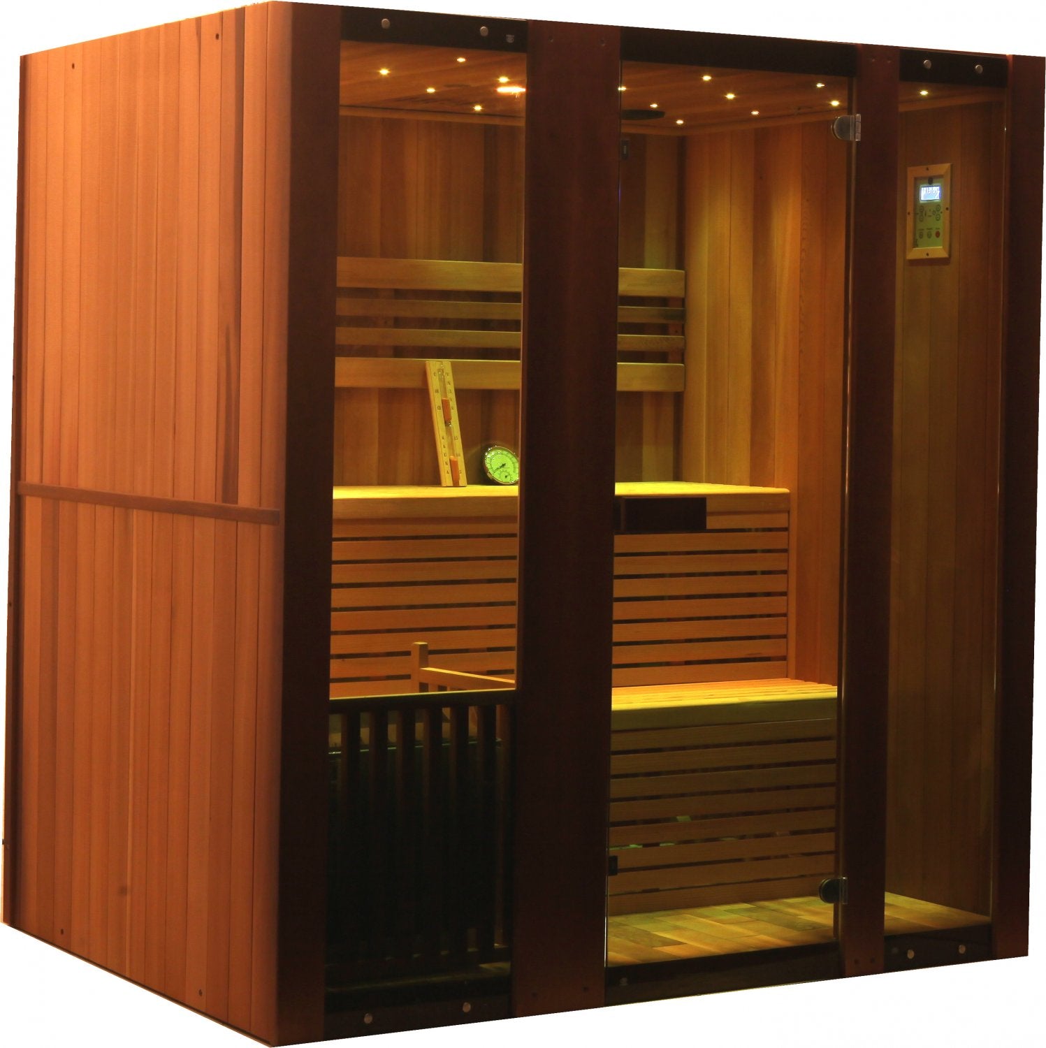 Canadian Red Cedar Wet Dry Traditional Sauna Spa for 4 to 6 Persons 9KW Indoor Only