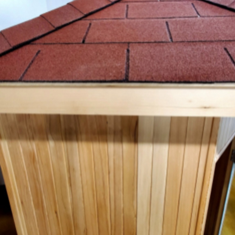Canadian Hemlock Triple Bench Outdoor Wet/Dry Traditional Sauna Spa for 4 to 6 Person- Shingled Roof