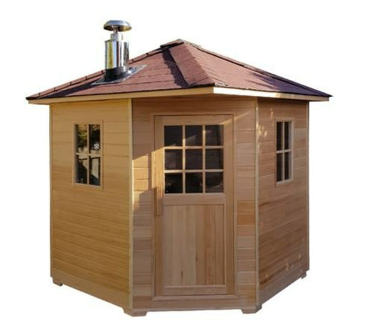 Canadian Cedar Wood Burning Stove With shingled roof Outdoor Traditional Wet or Dry Sauna Spa
