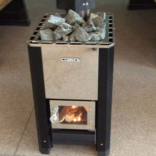 Coasts Wood Fired Heater with stainless vent for traditional Sauna Spa