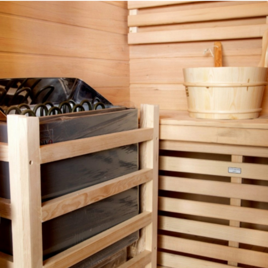 Canadian Hemlock OUTDOOR Wet/Dry Swedish Steam Traditional Sauna for 1 to 2 Persons - Interior