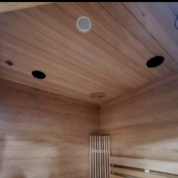 Canadian Hemlock Triple Bench Outdoor Wet/Dry Traditional Sauna Spa for 4 to 6 Person - Interior