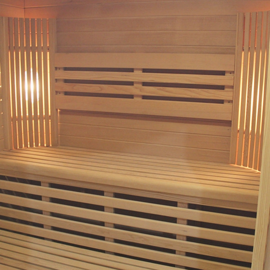 Canadian Hemlock Triple Bench Outdoor Wet/Dry Traditional Sauna Spa for 4 to 6 Person- Interior
