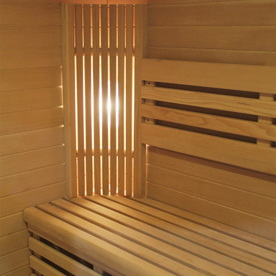 Canadian Hemlock Triple Bench Outdoor Wet/Dry Traditional Sauna Spa for 4 to 6 Person- Interior Lightning