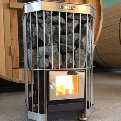 Coasts Wood Burning Stove with Stainless Vent Kit + Rocks Cage Type for Traditional Steam Sauna Spa Heater