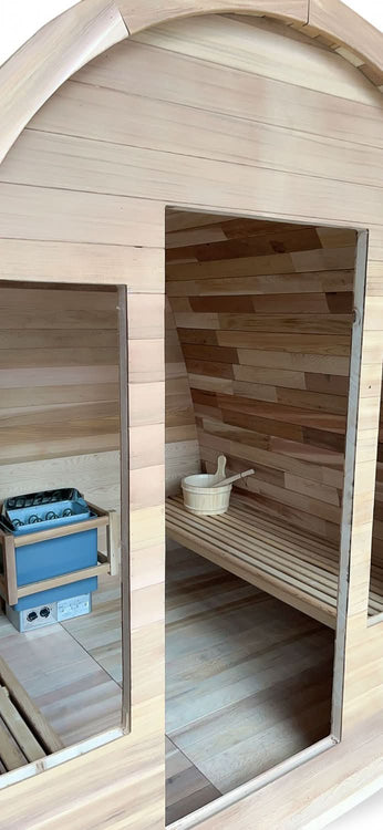 Canadian Cedar Wood Dome Top Shingled Roof Outdoor Swedish Steam Sauna Spa - 9KW