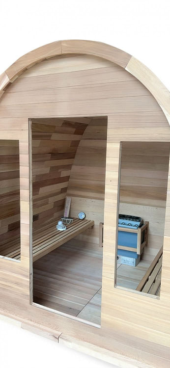 Canadian Cedar Wood Dome Top Shingled Roof Outdoor Swedish Steam Sauna Spa - 9KW