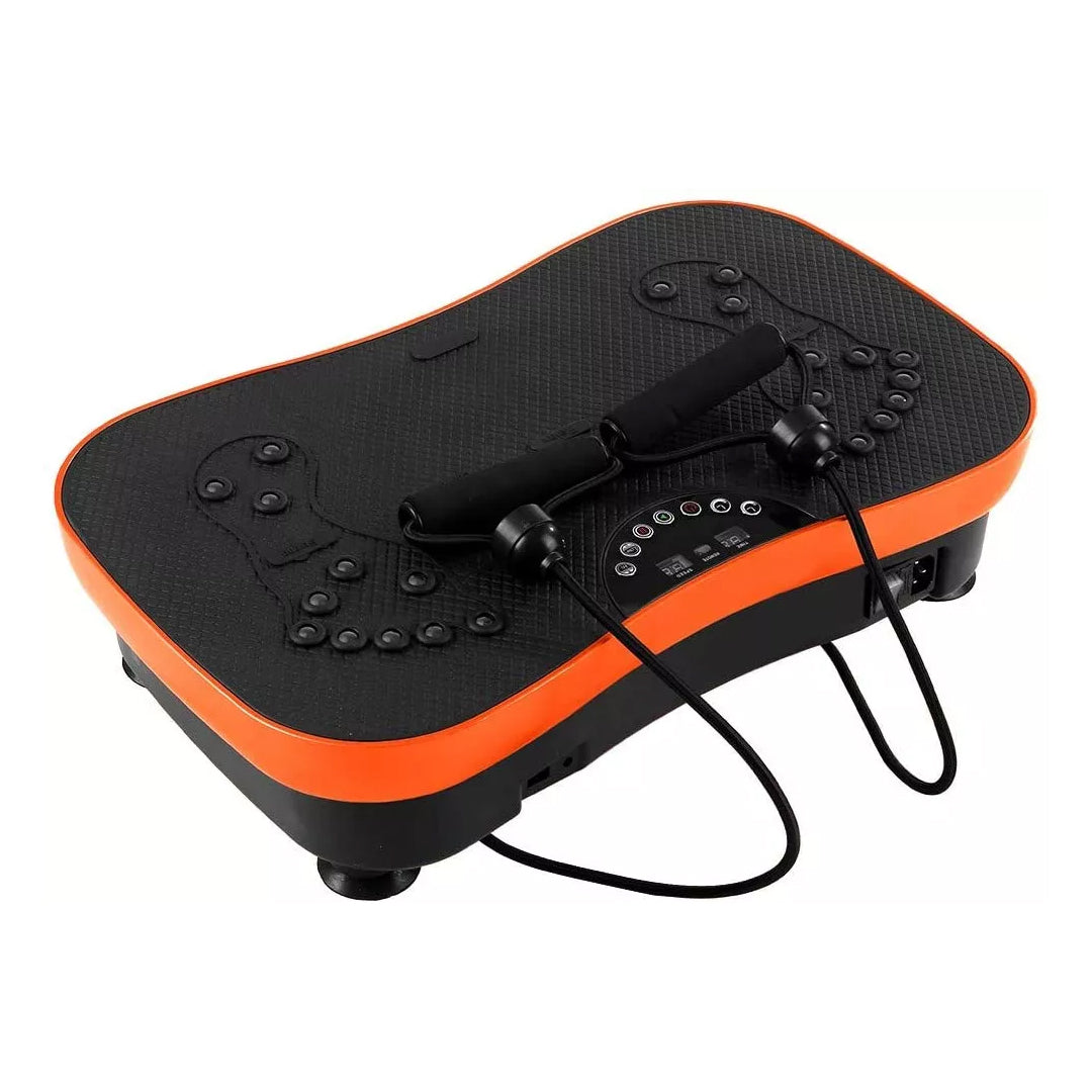 GForce Slim 500W Dual Motor Portable Vibration Unit - orange and black color.  Front Side view also showing arm straps