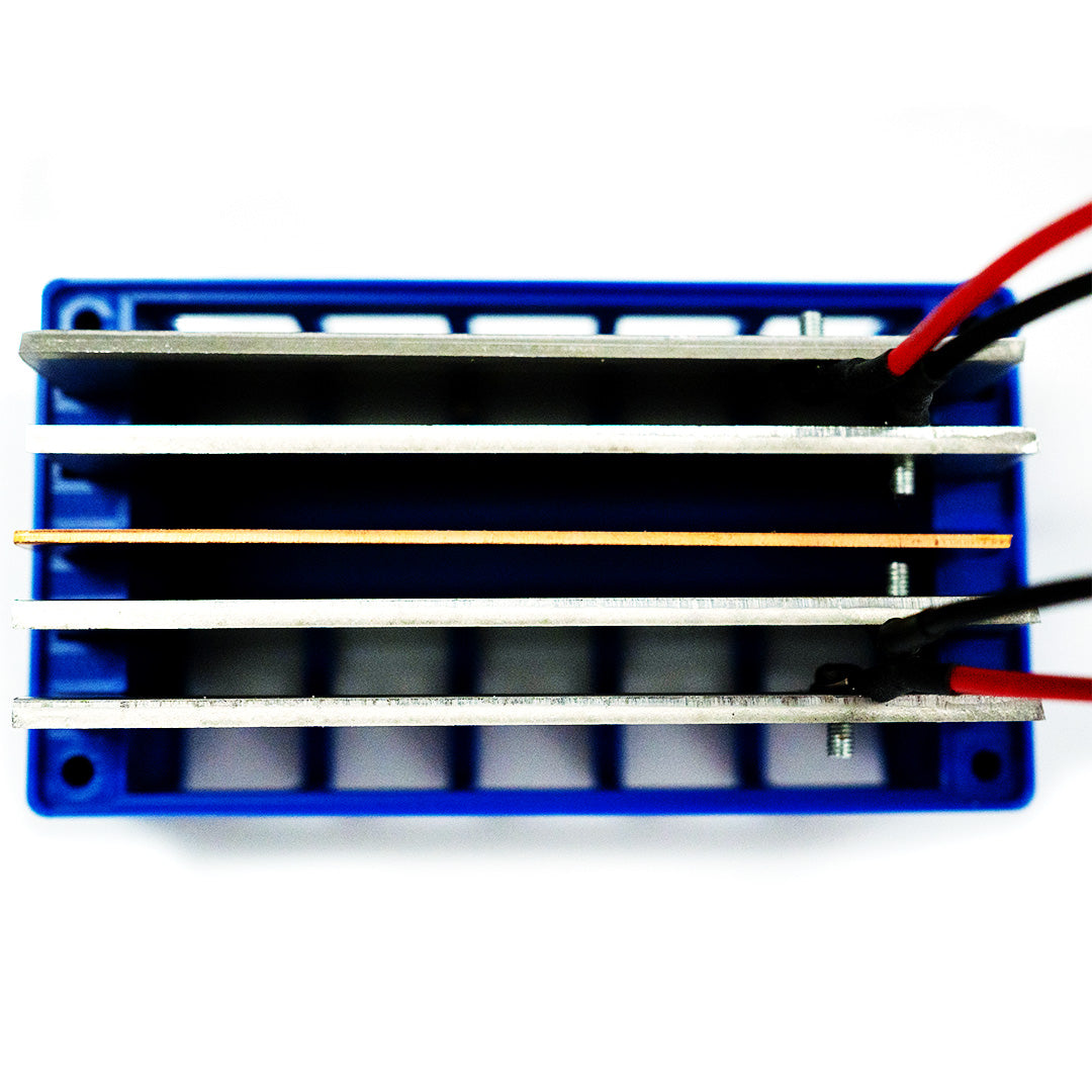 The inside of the IonizeMe Maxx Array showing the different metal plates used