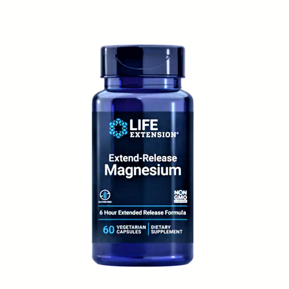 Life Extension Extend - Release Magnesium for Cardiovascular and Bone Health Support-60 Vegetarian Capsules