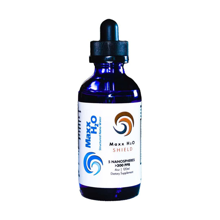 Maxx H2O Shield - Nano Copper Gold and Silver Delivered with Hydrazorb Structured Water (4 Fl Oz)