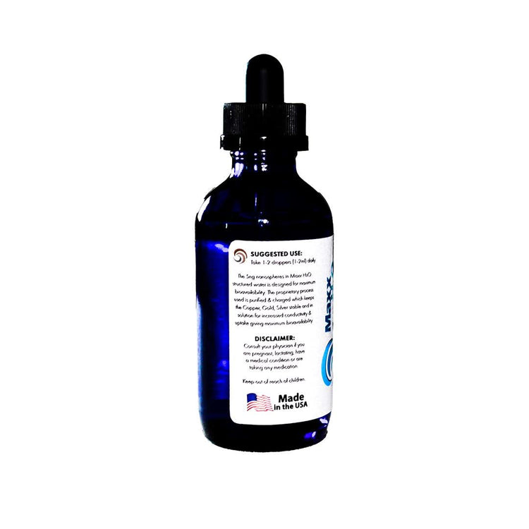 Maxx H2O Shield - Nano Copper Gold and Silver Delivered with Hydrazorb Structured Water (4 Fl Oz)