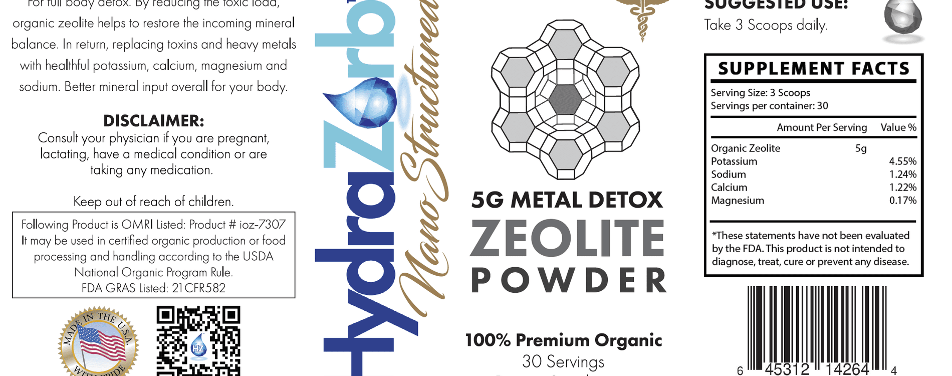Hyrazorb Zeolite powder full label