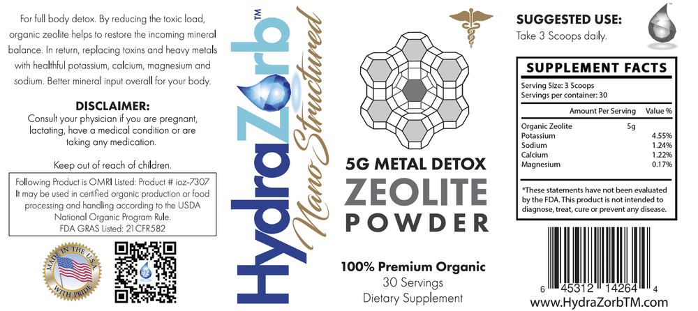 Hyrazorb Zeolite powder full label