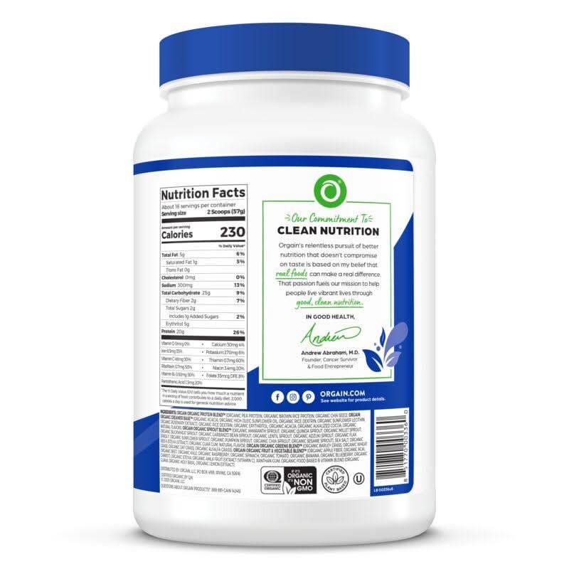 Orgain Organic Meal Powder Chocolate side