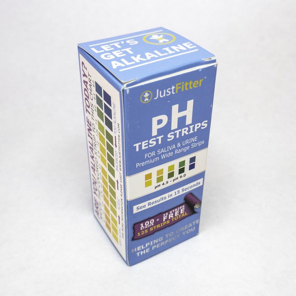 JustFitter pH Test Strips (100 Strips + 25 FREE) for Alkaline & Acid Testing