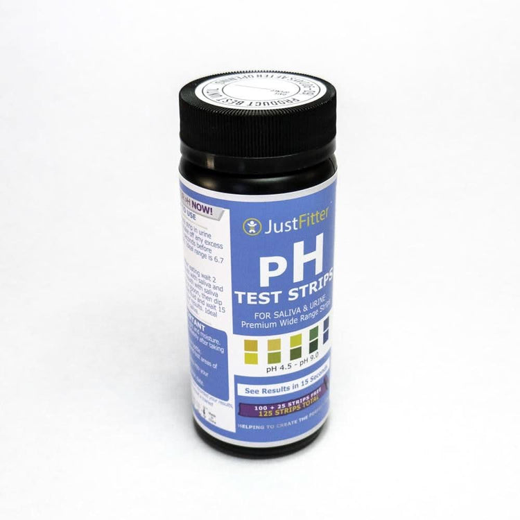 JustFitter pH Test Strips (100 Strips + 25 FREE) for Alkaline & Acid Testing