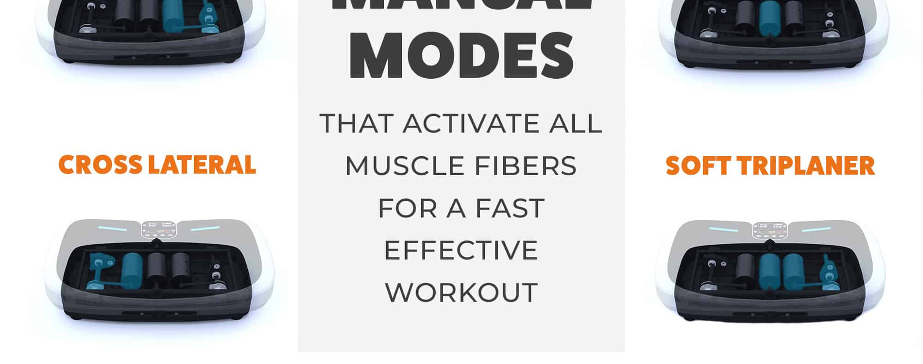 7 Manual Modes that activate all muscle Fibers Fast  and effective workout. ( Oscillation, Spiral Rotational, Cross Lateral, Soft Triplanar, Dynamic wave, Mobius Drive, and Multi Axis )