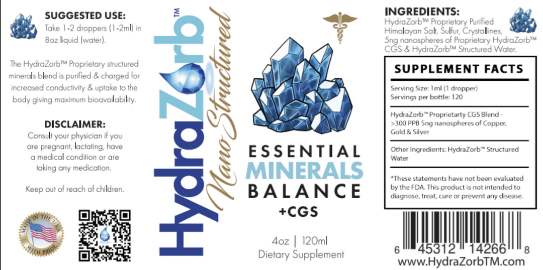HydraZorb Nano Structured Essential Minerals Balance +CGS 120 ml Dietary  Supplement