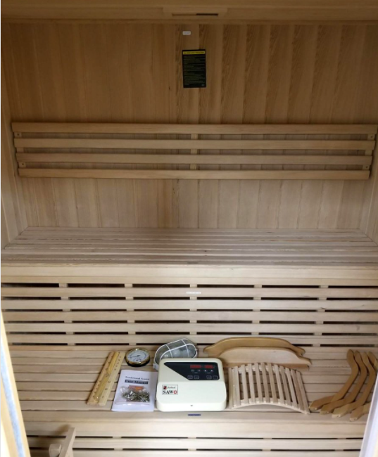 Canadian Hemlock Indoor Wet Dry Traditional Steam Sauna Spa for 4 to 6 - Interior