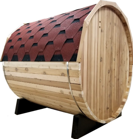 6' Canadian Red Cedar Barrel Sauna Spa, Usable for 4 to 6 Persons- Back view