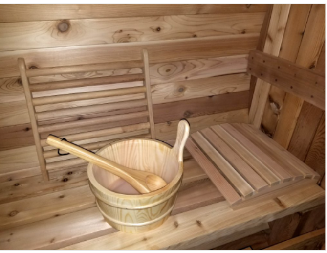 6' Canadian Red Cedar Barrel Sauna Spa, Usable for 4 to 6 Persons - Interior