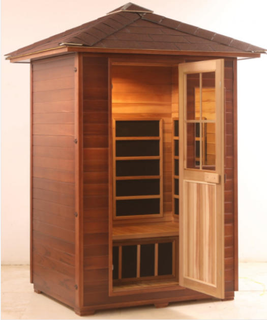 Canadian Red Cedar FIR Far Infrared Outdoor Sauna with Bluetooth Soundsystem for 3 Person - SIde View