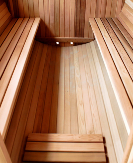 Canadian Pine Wood Burning Heater Barrel 6' Foot Wet Dry Sauna Spa for 4 Persons - Interior