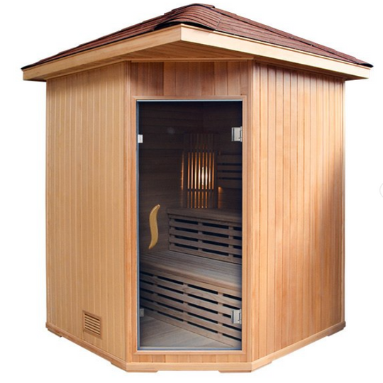 Triple Bench Outdoor Canadian Hemlock Wet Dry Traditional Steam Sauna Spa good for 4 to 6 Persons