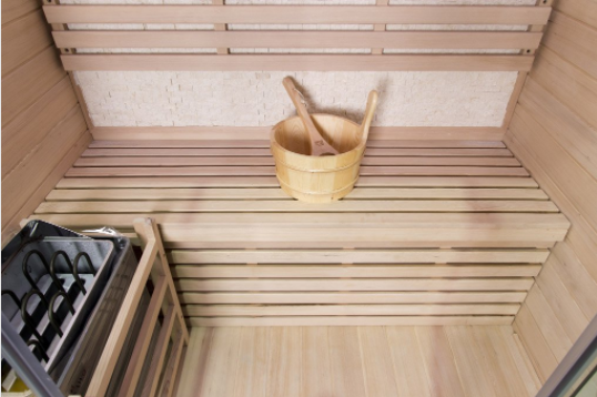 Canadian Hemlock Swedish Wet Dry Traditional Steam Sauna Spa for 2 Person - Interior