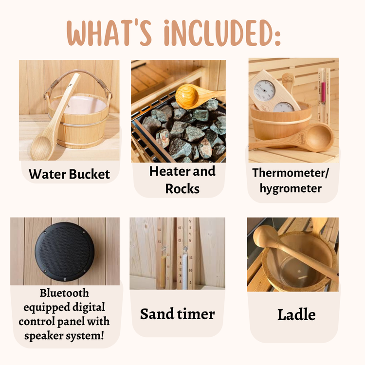 Canadian Hemlock Indoor Spa HOT Traditional Wet / Dry Steam Sauna 6 KW for 1 or 2 Person 